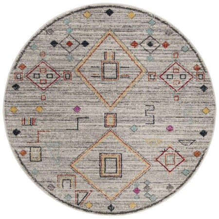 Safavieh 6 x 6 ft. Adirondack 208F Power Loomed Round Area Rug; Light Grey & Red ADR208F-6R